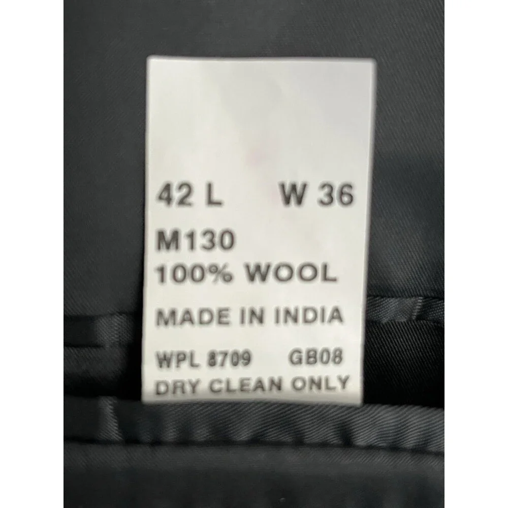 Geoffrey Beene Mens Suit Jacket Pants Black 100% Wool 46L 36x31